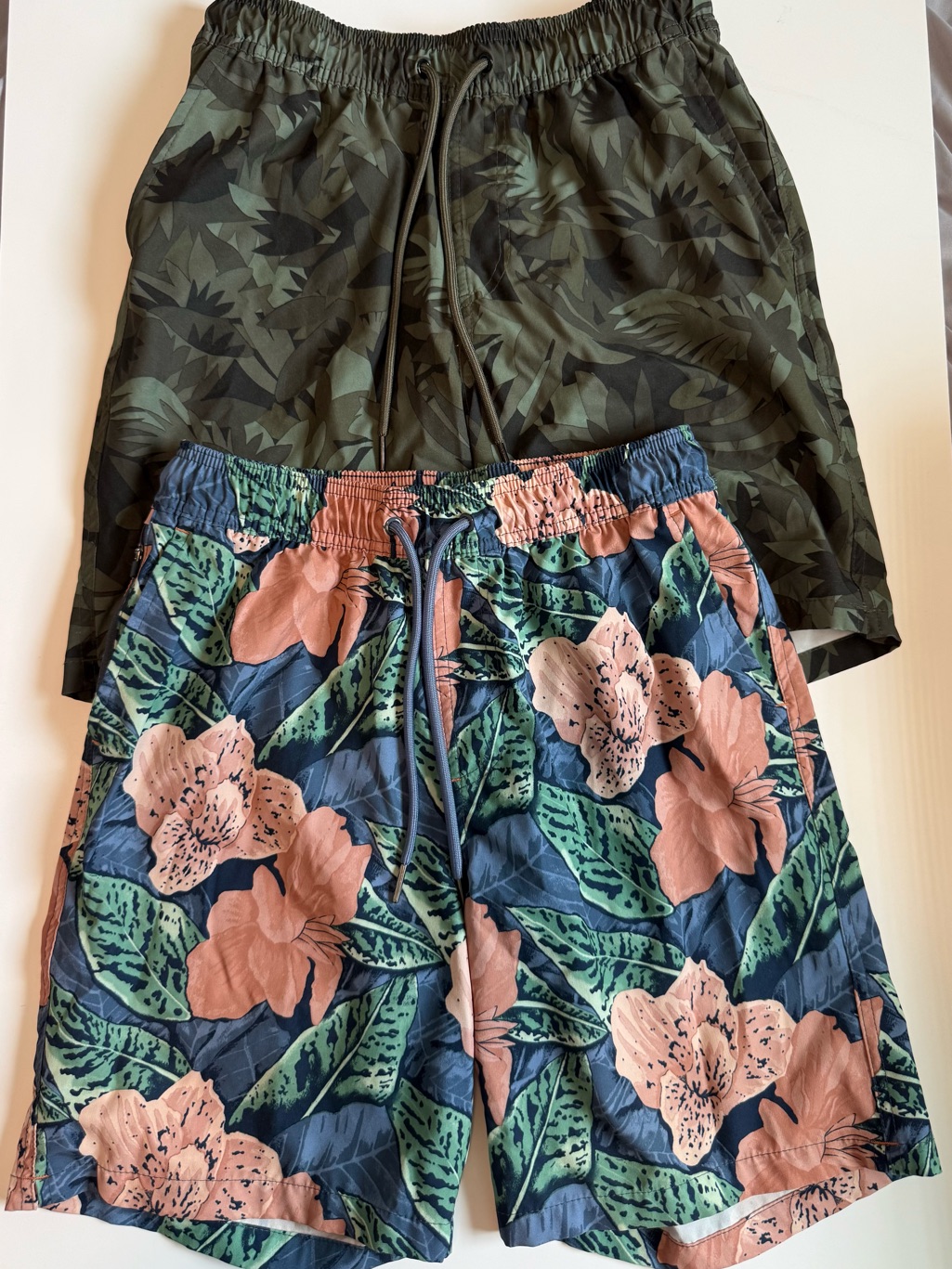 Goodfellow & Co Navy Floral And Olive Camo Drawstring Shorts